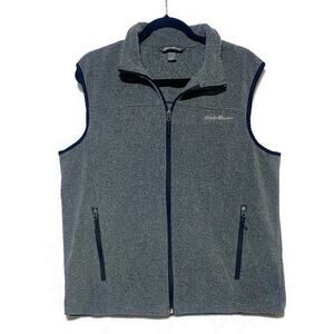 Eddie Bauer Zip Up Vest Men's Medium Gray With Pockets Polyester